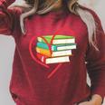 I Love Reading Heart Love Books TShirt Library Bookworm Raglan Sleeve Sweatshirt Heather Dust