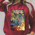 Marvel Comixology Captain Marvel She-Hulk Comic Book Cover Raglan Sleeve Sweatshirt Heather Dust