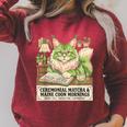 Matcha Drinking Maine Coon Cat Reading Books Aesthetic Raglan Sleeve Sweatshirt Heather Dust