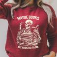 Maybe Books Are Addicted To Me Skeleton Reader Retro Raglan Sleeve Sweatshirt Heather Dust Maybe Books Are Addicted To Me Skeleton Reader Retro Raglan Sleeve Sweatshirt Heather Dust