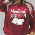 Medical Librarian Leopard Print Library Book Graphic Raglan Sleeve Sweatshirt Heather Dust