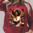 Melanin Queen Afro WomenEducated Reading Book History Raglan Sleeve Sweatshirt Heather Dust