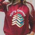 Merry Bookmas Christmas Tree Avid Reader Book Lover Xmas Raglan Sleeve Sweatshirt Heather Dust