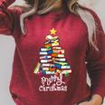 Merry Christmas Tree Love Reading Books Librarian Nerd Raglan Sleeve Sweatshirt Heather Dust