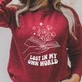 Minimalist Bookworm Lost In My Own World Book Lover Raglan Sleeve Sweatshirt Heather Dust