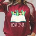 Montessori Learning Teacher Student Reading Books For Men Women Kids Raglan Sleeve Sweatshirt Heather Dust