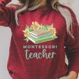 Montessori Teacher Books Sunflowers School Education Learn Raglan Sleeve Sweatshirt Heather Dust