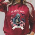 Morally Grey Book Club Gothic Skeleton And Raven Vintage Premium Tri-Blend Raglan Sleeve Sweatshirt Heather Dust
