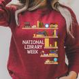 National Library Week Book Reading Library Day Librarian Raglan Sleeve Sweatshirt Heather Dust