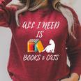 I Need Is Book & Cats Books Pet Lover Raglan Sleeve Sweatshirt Heather Dust