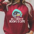 All I Need Is Books & Cats Raglan Sleeve Sweatshirt Heather Dust