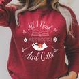 All I Need Are Books And Cats Introvert Raglan Sleeve Sweatshirt Heather Dust