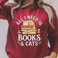 All I Need Is Books And Cats Reading Raglan Sleeve Sweatshirt Heather Dust