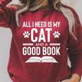All I Need Is My Cat And a Good Book Cat Lover Raglan Sleeve Sweatshirt Heather Dust