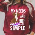 My Needs Are Simple Dog Coffee Books Humor Raglan Sleeve Sweatshirt Heather Dust