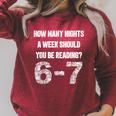 How Many Nights A Week Reading 6-7 67 Teacher Student Books Raglan Sleeve Sweatshirt Heather Dust