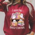 I Have No Shelf Control Ghost Reading Books Pun Raglan Sleeve Sweatshirt Heather Dust