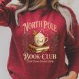 North Pole Book Club Christmas Reading Hot Cocoa Graphic Raglan Sleeve Sweatshirt Heather Dust