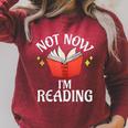 Not Now Im Reading Book Raglan Sleeve Sweatshirt Heather Dust
