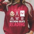 Nothing Beats Reading Rock Paper Scissors Book Lover Library Raglan Sleeve Sweatshirt Heather Dust