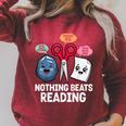 Nothing Beats Reading Rock Paper Scissors Book Lover Raglan Sleeve Sweatshirt Heather Dust