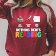 Nothing Beats Reading Rock Paper Scissors For Book Lover Raglan Sleeve Sweatshirt Heather Dust
