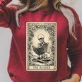 Occult Reader Tarot Card Book Lover Skeleton Reading Raglan Sleeve Sweatshirt Heather Dust