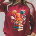 Octopus Book Reading Book Reader Ocean Octopus Premium Tri-Blend Raglan Sleeve Sweatshirt Heather Dust