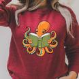 Octopus Reading Book Bookworm Librarian Women Men Kids Raglan Sleeve Sweatshirt Heather Dust