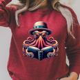 Octopus Reading Book Kraken Bookworm Raglan Sleeve Sweatshirt Heather Dust