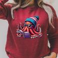Octopus Reading Book Kraken Book Lover Raglan Sleeve Sweatshirt Heather Dust