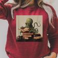 Octopus Reads a Book Book Lovers Raglan Sleeve Sweatshirt Heather Dust