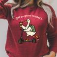 Off To Grow Reader Silly Goose School Librarian Book Lover Raglan Sleeve Sweatshirt Heather Dust