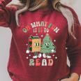 Oh What Fun It Is To Read Christmas Tree Book Lover Groovy Raglan Sleeve Sweatshirt Heather Dust