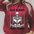 Old Bones Good Tomes Skeleton Reading Bookworm Book Lovers Raglan Sleeve Sweatshirt Heather Dust