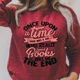 Once Upon a Time There Was a Girl Bookmark And Books Raglan Sleeve Sweatshirt Heather Dust