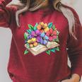 Open Book With Colorful Hibiscus Flowers Bloom Raglan Sleeve Sweatshirt Heather Dust