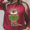 Otter Book Reading Bookaholics Sea Otter Lover Raglan Sleeve Sweatshirt Heather Dust Otter Book Reading Bookaholics Sea Otter Lover Raglan Sleeve Sweatshirt Heather Dust