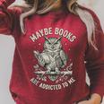 Owl Bookworm Meme Maybe Books Are Addicted To Me Raglan Sleeve Sweatshirt Heather Dust