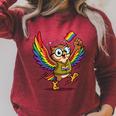 Owl With Pride Flag Book Lover Rainbow Library Raglan Sleeve Sweatshirt Heather Dust
