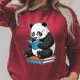 Panda With Glasses Reading Book Librarian Panda Raglan Sleeve Sweatshirt Heather Dust Panda With Glasses Reading Book Librarian Panda Raglan Sleeve Sweatshirt Heather Dust