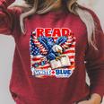 Patriotic Eagle Reading Book Read Blue Since 1776 Raglan Sleeve Sweatshirt Heather Dust
