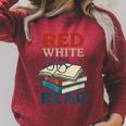 Patriotic Red & Read 4th Of July Book Lover Librarian Raglan Sleeve Sweatshirt Heather Dust