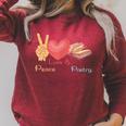 Peace Love & Poetry Poet Books Literature Writing Raglan Sleeve Sweatshirt Heather Dust Peace Love & Poetry Poet Books Literature Writing Raglan Sleeve Sweatshirt Heather Dust