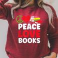 Peace Love Books Bookworm Book Lovers Raglan Sleeve Sweatshirt Heather Dust Peace Love Books Bookworm Book Lovers Raglan Sleeve Sweatshirt Heather Dust