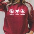 Peace Love Books Raglan Sleeve Sweatshirt Heather Dust