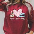 Peace Love Books Reading Raglan Sleeve Sweatshirt Heather Dust
