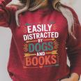 Pet Lover Joke Easily Distracted By Dogs And Books Men Raglan Sleeve Sweatshirt Heather Dust