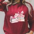 Pink Bow Books And Cherries For Book Lover Girl Women Raglan Sleeve Sweatshirt Heather Dust