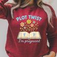 Plot Twist I'm Pregnant Literary Pregnancy Announcement Book Raglan Sleeve Sweatshirt Heather Dust Plot Twist I'm Pregnant Literary Pregnancy Announcement Book Raglan Sleeve Sweatshirt Heather Dust